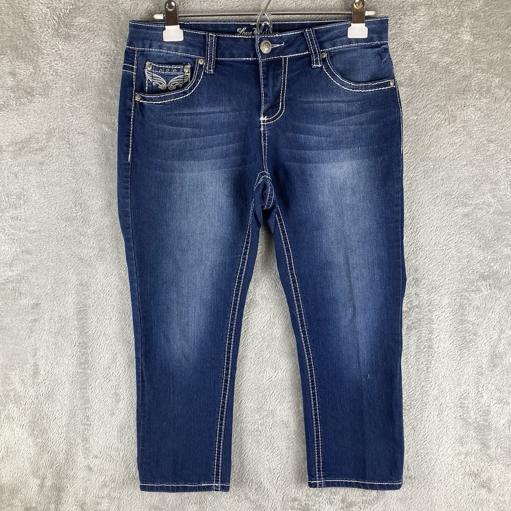 Love Indigo Premium Jeans Womens Size‎ 6 Blue Denim Cropped Flap Pockets Stretch